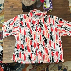 Fashion Nova Red and Black Casual Button Down Shirt